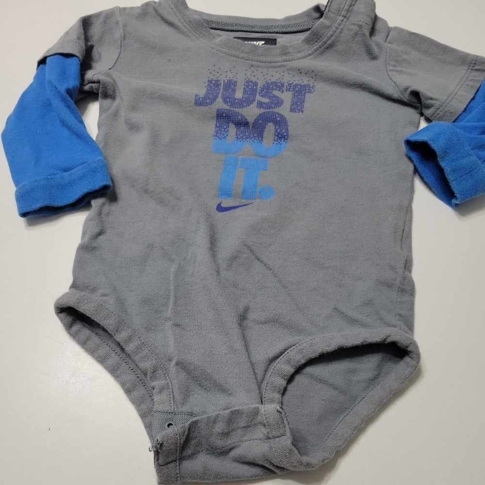 Nike Shirt Baby Boy Toddler 6 Month Tee Blue Snap Just Do It Swoosh Pullover Top